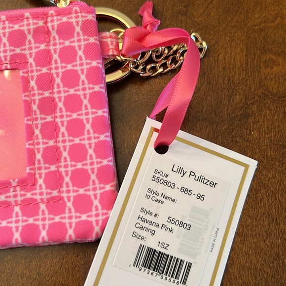 Lilly Pulitzer pink ID case with keychain - Picture 5 of 6